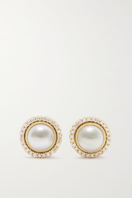 OLE LYNGGAARD COPENHAGEN - Lotus 18-karat Gold, Pearl And Diamond Earrings - one size