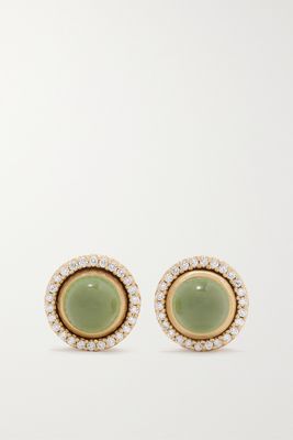 OLE LYNGGAARD COPENHAGEN - Lotus 18-karat Gold, Serpentine And Diamond Earrings - Green