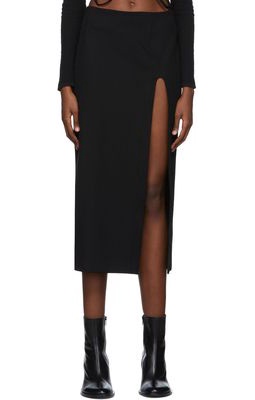 Olenich Black Nylon Midi Skirt