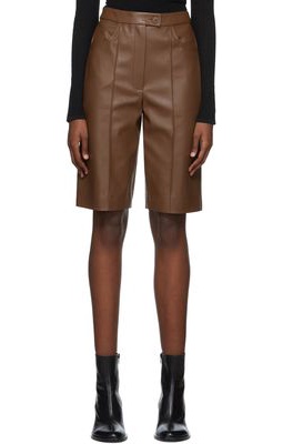 Olenich Brown Faux-Leather Shorts