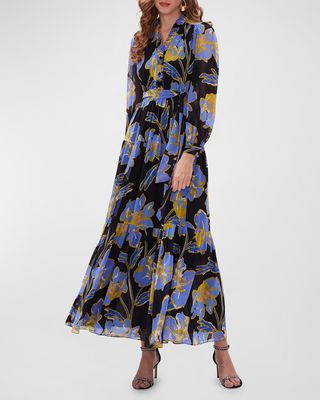 Olenna Tiered Floral-Print Ruffle Maxi Dress