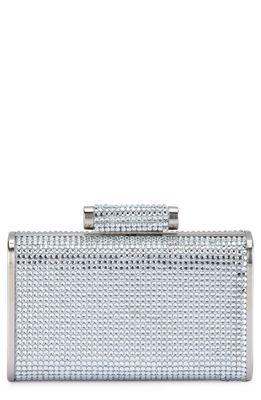 Olga Berg Bae Hot Fix Crystal Frame Clutch in Silver 