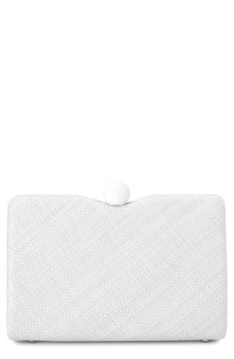 Olga Berg Cece Straw Woven Box Clutch in White