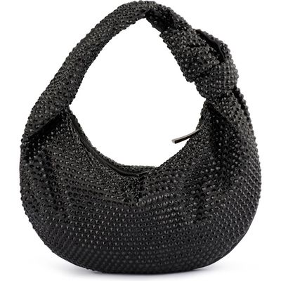 Olga Berg Juliana Crystal Top Handle Bag in Black 