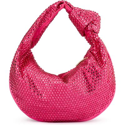 Olga Berg Juliana Crystal Top Handle Bag in Fuchsia 