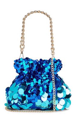 olga berg Pedro Sequin Pouch in Blue.