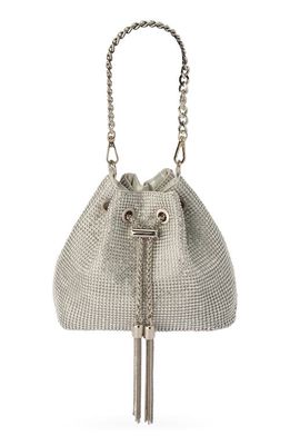 Olga Berg Sylvie Crystal Embellished Bucket Bag in Silver