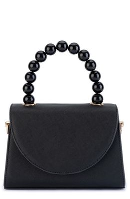 Olga Berg Wendy Acrylic Bead Top Handle Bag in Black