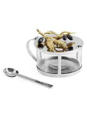 Olive Branch 2-Piece Condiment Container & Spoon Set