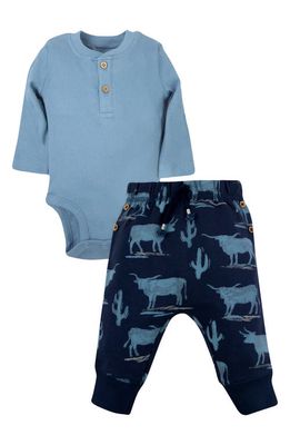 Oliver & Rain Longhorn Organic Cotton Bodysuit & Pants Set in Navy