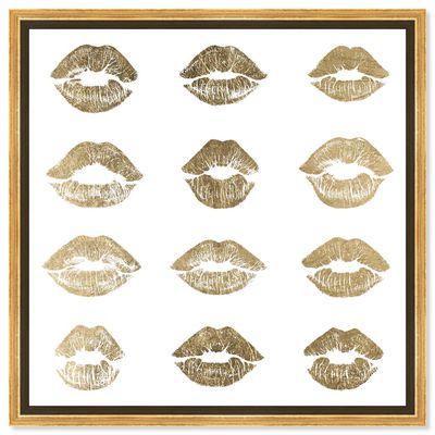 Oliver Gal 24k Gold Lips Framed Framed Canvas Print Wall Art in Light Gold 16" x