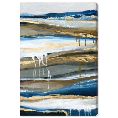 Oliver Gal Abstract 'Lovely Blue Skies' Paint Wall Art in Silver 16 x