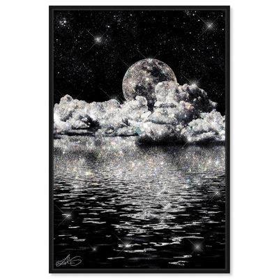 Oliver Gal Astronomy and Space 'Honeymoon Night Silver' Moons in Monochrome 24 x 36 Black