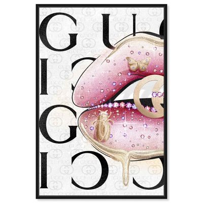 Oliver Gal Fashion and Glam 'Haute Up' Lips in Blush 16 x 24 Gold