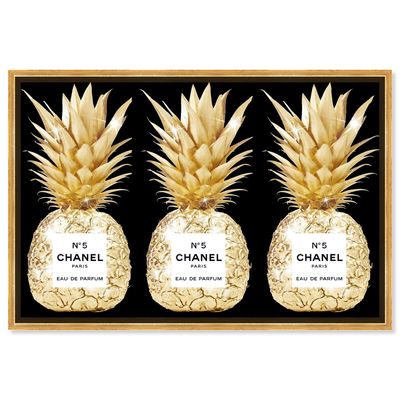 Oliver Gal Fashion and Glam 'Pineapple First Class Black' Perfumes in Golden 36 x 24