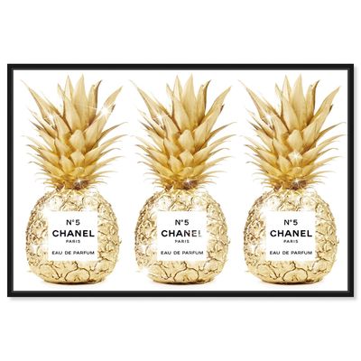 Oliver Gal Fashion and Glam 'Pineapple First Class' Perfumes in Golden 36 x 24 Gold