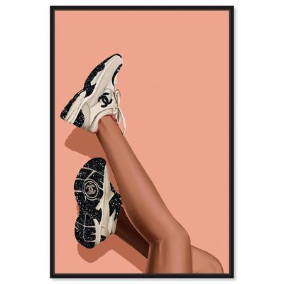 Oliver Gal Fashion and Glam 'Sneakers and Legs for Days ' Shoes in Blush 24 x 36 Black