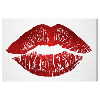 Oliver Gal Fashion and Glam 'Solid Kiss Lady Red' Lips Wall Art in Cardinal 36 x