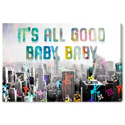 Oliver Gal Typography and Quotes 'All Good' Quotes and Sayings Wall Art in Navy 36 x