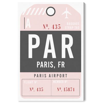 Oliver Gal Typography and Quotes 'Paris Airport Luggage Tag' Travel Quotes and Sayings Wall Art in