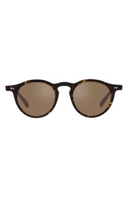 Oliver Peoples 47mm Round Sunglasses in Brown Wood