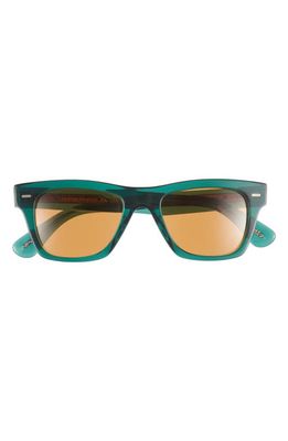 Oliver Peoples 49mm Polarized Square Sunglasses in Translucent Dark Teal