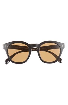 Oliver Peoples Boudreau La 48mm Round Sunglasses in Black