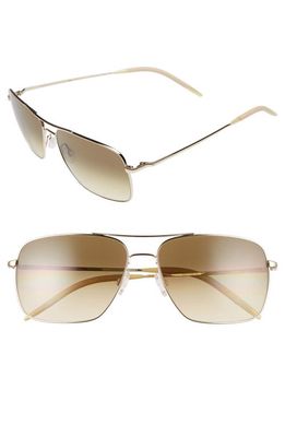 Oliver Peoples Clifton 58mm Aviator Sunglasses in Gold