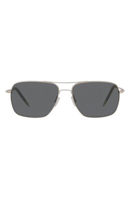 Oliver Peoples Clifton 58mm Polarized Rectangular Sunglasses in Slv Mirror