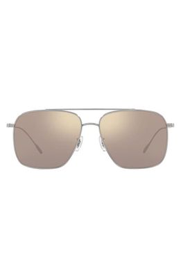 Oliver Peoples Dresner 56mm Polarized Pilot Sunglasses in Silver Mirror