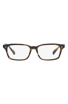 Oliver Peoples Edelson 49mm Rectangular Optical Glasses in Brown Wood