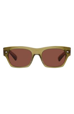 Oliver Peoples Kasdan 51mm Rectangular Sunglasses in Khaki/Burgundy