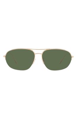 Oliver Peoples Kondor 64mm Polarized Aviator Sunglasses in Gold/Green Polar