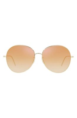 Oliver Peoples Ysela 60mm Gradient Pilot Sunglasses in Soft Gold/Coral Grad Mirror