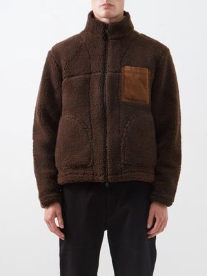 Oliver Spencer - Bembride Corduroy-panelled Fleece Jacket - Mens - Brown