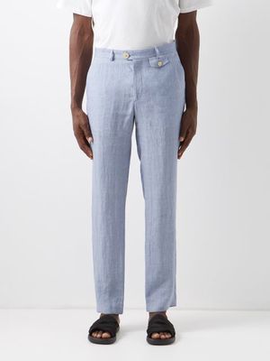 Oliver Spencer - Fishtail Linen Straight-leg Suit Trousers - Mens - Blue