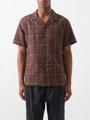 Oliver Spencer - Havana Linen-blend Short-sleeved Shirt - Mens - Brown