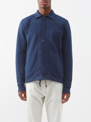 Oliver Spencer - Kenmore Buttoned Organic-cotton Jersey Sweatshirt - Mens - Navy