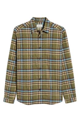 Oliver Spencer Men's Treviscoe Plaid Button-Up Organic Cotton Shirt in Green