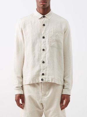 Oliver Spencer - Milford Patch-pocket Linen-hopsack Overshirt - Mens - Beige