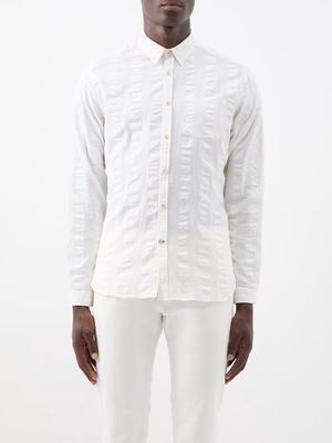 Oliver Spencer - New York Organic Cotton-seersucker Shirt - Mens - Cream