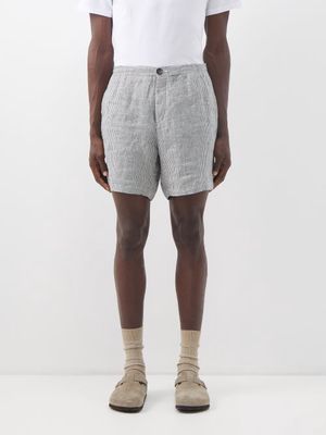 Oliver Spencer - Osborne Striped Linen Shorts - Mens - Blue