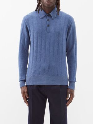 Oliver Spencer - Pablo Wool Polo Sweater - Mens - Blue