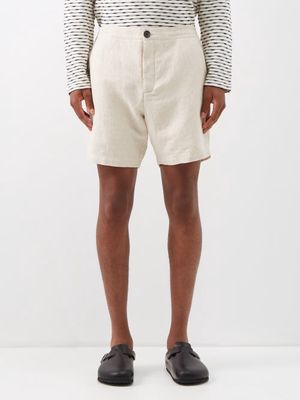 Oliver Spencer - Patch-pocket Linen-blend Twill Shorts - Mens - Cream