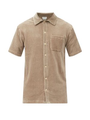 Oliver Spencer - Riviera Short-sleeved Cotton-blend Corduroy Shirt - Mens - Grey