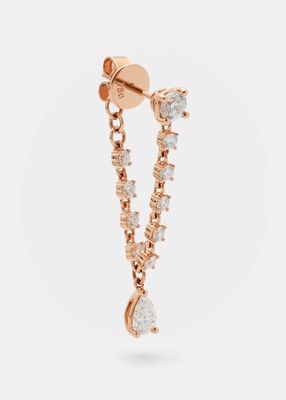 Olivia 18k Rose Gold Pear Diamond Loop Earring, Single