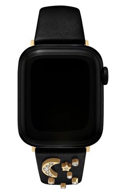 Olivia Burton Celestial Leather 20mm Apple Watch Watchband in Black