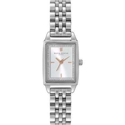 Olivia Burton Classics Rectangular Bracelet Watch, 20mm in White 