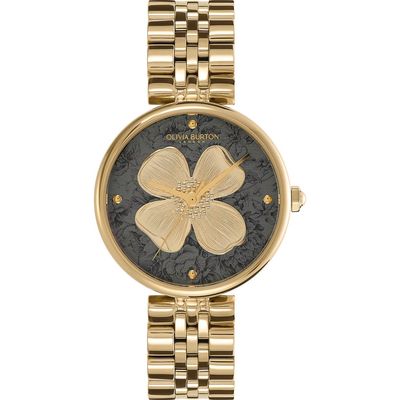 Olivia Burton Dogwood T-Bar Bracelet Watch, 36mm in Gold/Black 