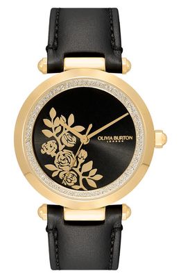 Olivia Burton Signature Florals Leather Strap Watch